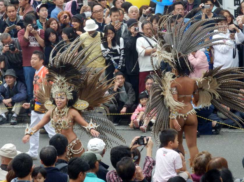 Samba dancers at Tokorozawa Matsuri, Tokorozawa, Saitama Prefecture, Japan.