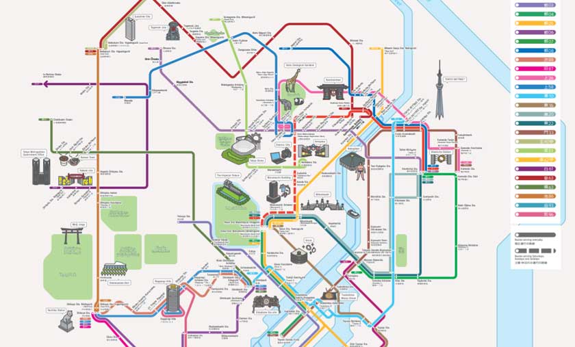 Tokyo city bus map, Japan.