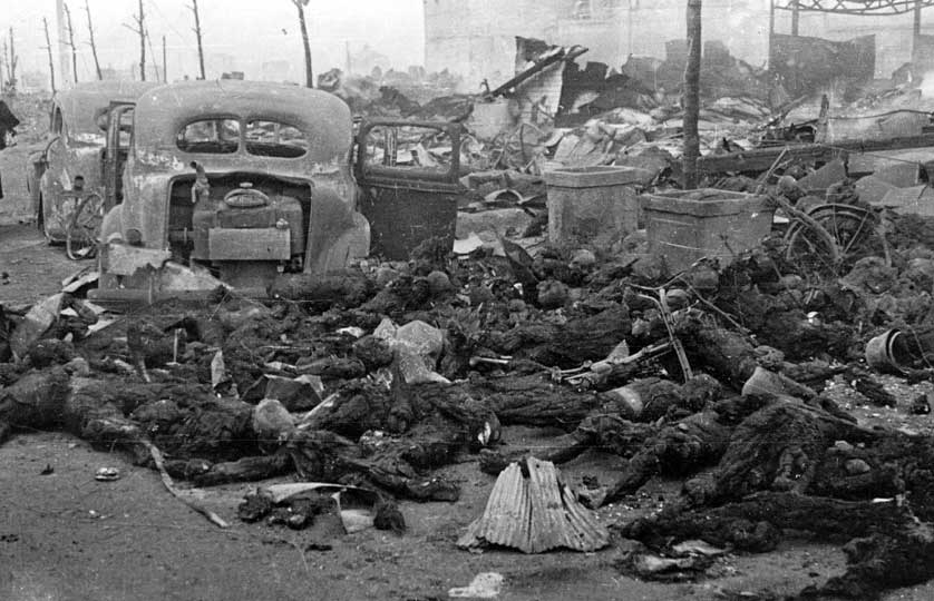Aftermath of US air raids on Tokyo.