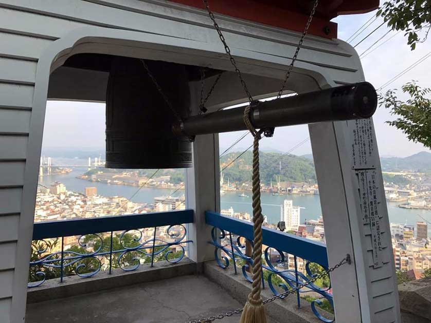 Temple bell and view over the city, Japan.