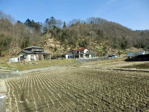 Typical landscape close to the old Wado mines on a snowless winter day, Wadokuroya, Chichibu.