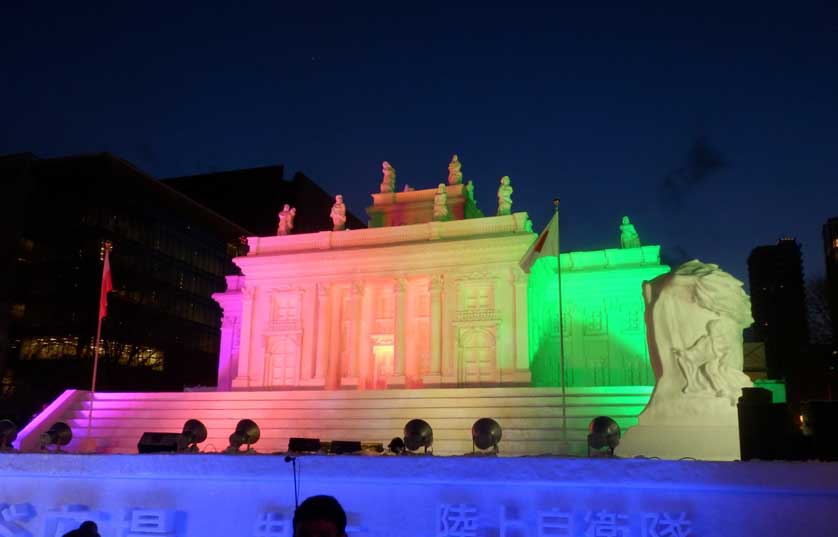 Illuminated snow sculpture, Sapporo Snow Festival.