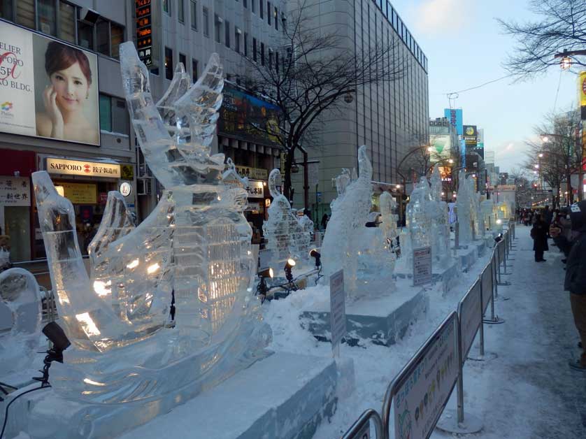 Sculptures at Susukino Ice World.