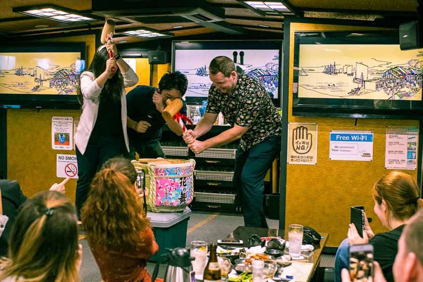 Audience participation on the Traditional Yakatabune Dinner Cruise Shinagawa, Tokyo Bay.