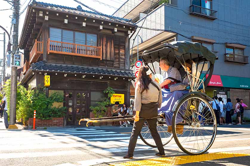 Rickshaw sightseeing in Yanaka, Taito ward, Tokyo, Japan