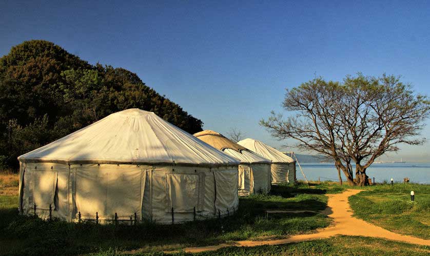 Yurts in Naoshima, Japan.
