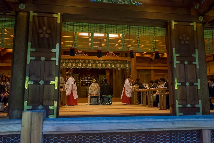 Inside main hall of  Yushima Tenjin (Tenmangu) Shrine office.