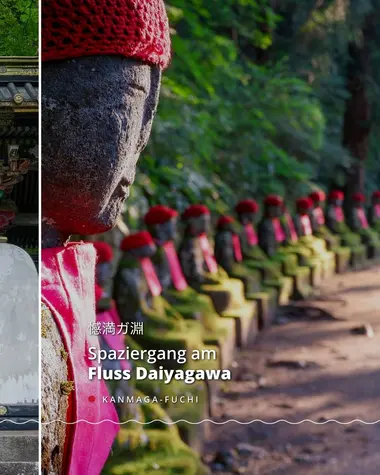 Jizo vom Kanmaga-Fuchi am Fluss Daiyagawa in Nikko