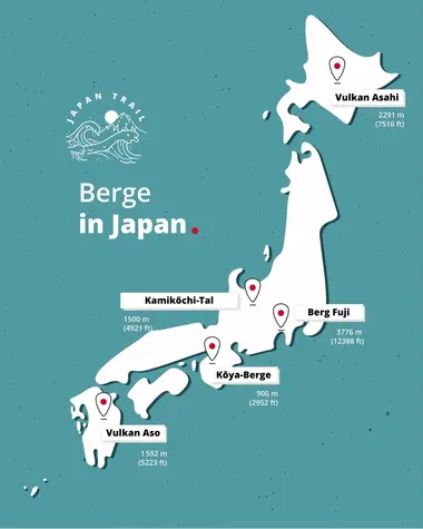 Karten der Berge in Japan