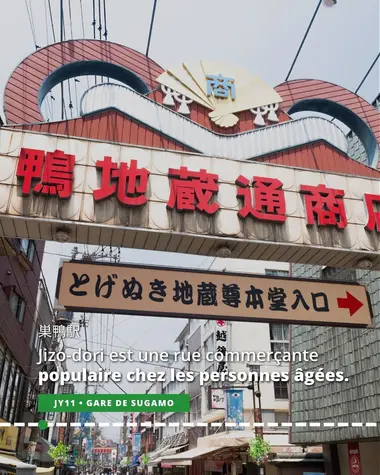 Descendez à la gare de Sugamo pour Jizo-dori, rue commerçante populaire chez les personnes âgées