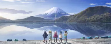 Les héroïnes de Yuru Camp en camping au lac Motosu