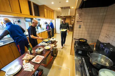 Cuisine d'un hostel japonais à Hokkaido