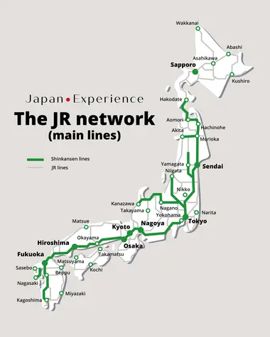 Map of the Japan Rail Pass network