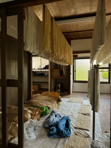 Processed silk for weaving Hakata-Ori