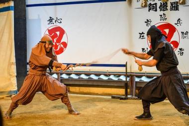 Démonstration de techniques de combat de ninja à Iga