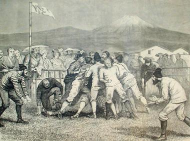 Pratique du rugby au Japon en  1874
