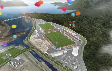 Le stade Kamaishi Recovery Memorial Stadium à Kamaishi (préfecture d'Iwate)