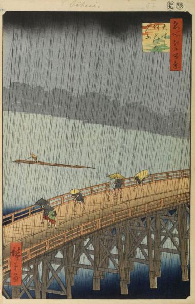El puente Ōhashi en Atake, Hiroshige, 1857