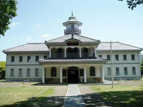 Old Mitsukaido Elementary School preserved in the front garden of Ibaraki Prefectural Museum of History