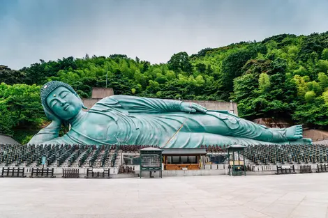 Nanzo-in Temple, 25-minute train ride from Fukuoka, attracts many pilgrims who come to see the reclining Buddha.