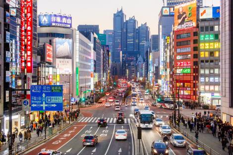 Shinjuku business and entertainment district in Tokyo