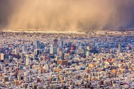 Città di Sapporo prima della caduta della neve, Hokkaido