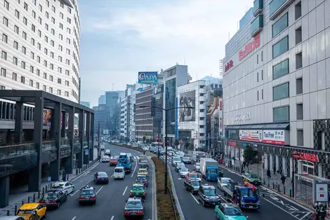 Akasaka-Mitsuke Station at right, under BIC Camera