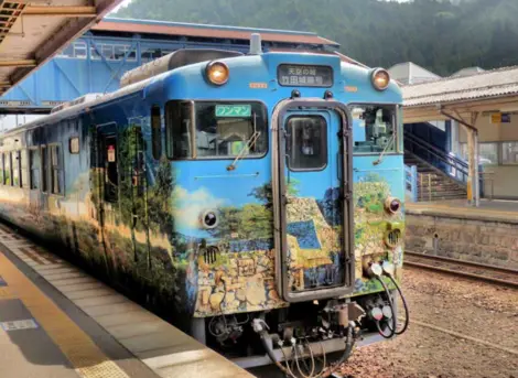 The Sky Castle train depicting Takeda Castle Ruins The Sky Castle train depicting Takeda Castle Ruins