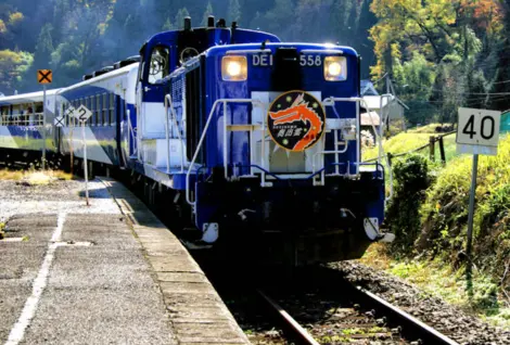 The Orochi Train at Miinohara Station, the highest station on the JR West network at 727 meters above sea level The Orochi Train at Miinohara Station, the highest station on the JR West network at 727 meters above sea level