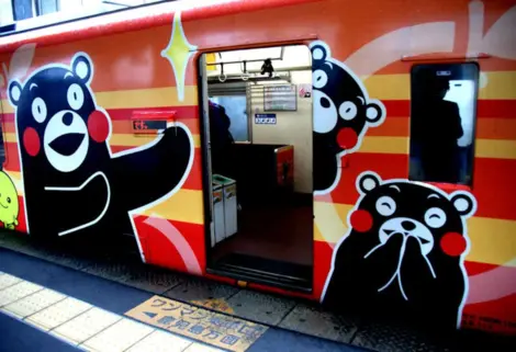 Kumamon themed train on the Orange Hisatsu Railway Kumamon themed train on the Orange Hisatsu Railway