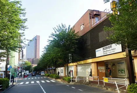 North entrance of Seibu Shinjuku Station with a view along Brick Street, Tokyo North entrance of Seibu Shinjuku Station with a view along Brick Street, Tokyo