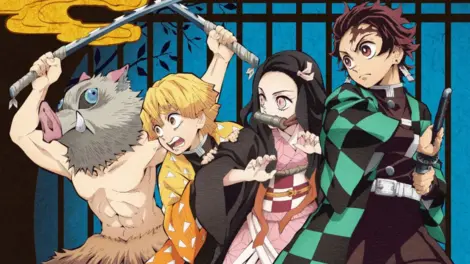 Inosuke, Zen'itsu, Nezuko et Tanjiro