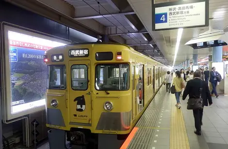 Local train bound for Seibu Shinjuku Station at Hon Kawagoe Station Local train bound for Seibu Shinjuku Station at Hon Kawagoe Station