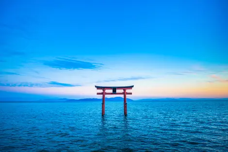 Biwa lake - Shirahige shrine sunset Biwa lake - Shirahige shrine sunset