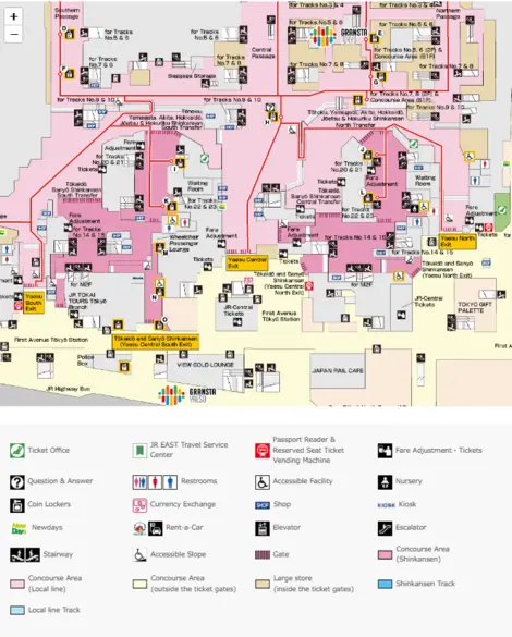 Plan de la gare de Tokyo - 1F