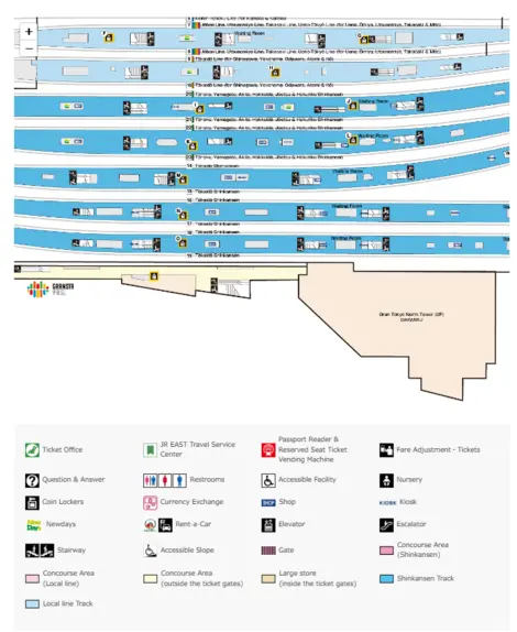 Plan de la gare de Tokyo - 2F