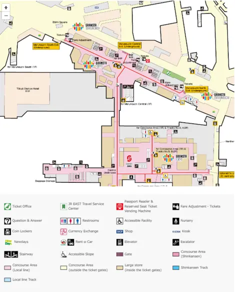 Plan de la gare de Tokyo - B1F