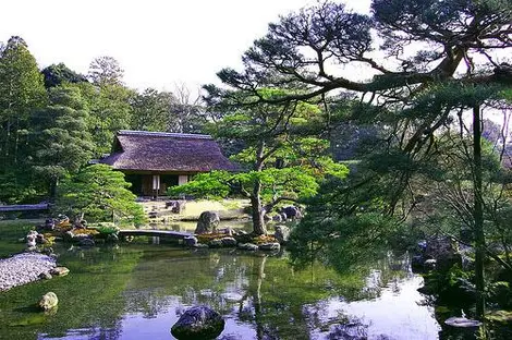 Vista del estanque de la Villa Katsura.