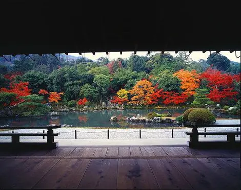 Vista hacia el estanque del Tenryuji. Vista hacia el estanque del Tenryuji.