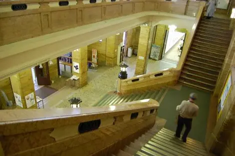 The spacious lobby of the Municipal Museum of Kyoto.