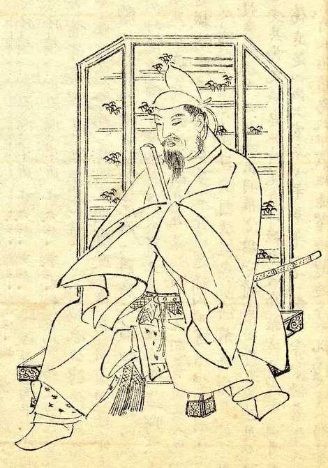 El funcionario SUGAWARA no Michizane, cuyo exilio seguido por catástrofes fueron el origen del Kitano Tenmangu. El funcionario SUGAWARA no Michizane, cuyo exilio seguido por catástrofes fueron el origen del Kitano Tenmangu.