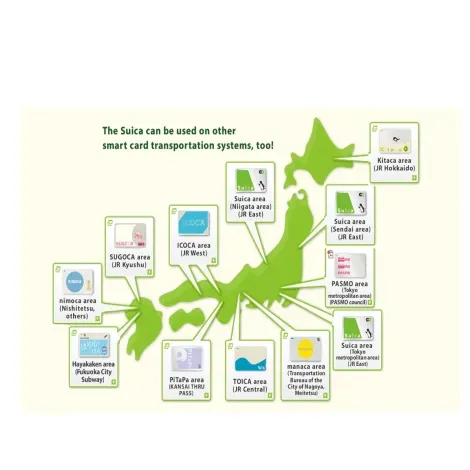 Dal 2013, la carta Suica è utilizzabile in tutte le regioni del Giappone.