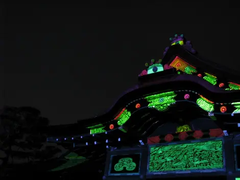 During the Tanabata, even the buildings are adorned with lights.