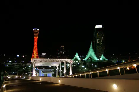 The lights of Kobe Meriken Park.