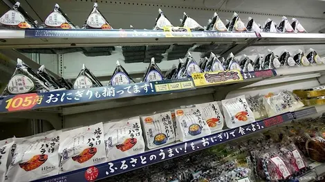 Onigiri on the shelves in a konbini