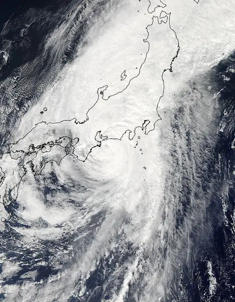 Une image satellite d'un typhon Une image satellite d'un typhon