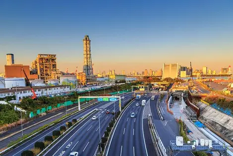 Vue sur le pont levant de Shinagawa