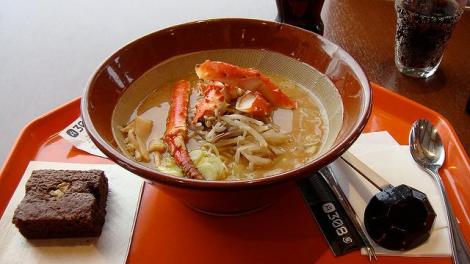 El delicioso ramen de cangrejo de Hokkaido.