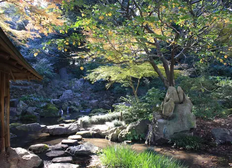 Vue depuis le pavillon de thé Takimi-Chaya du jardin Rikugi-en Vue depuis le pavillon de thé Takimi-Chaya du jardin Rikugi-en