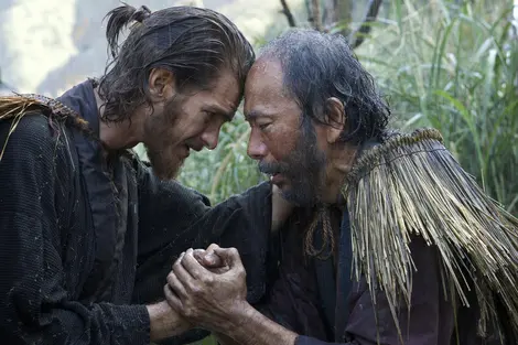 Andrew Garfield playing the role of Father Rodrigues and Shinya Tsukamoto,his loyal friend Andrew Garfield playing the role of Father Rodrigues and Shinya Tsukamoto,his loyal friend